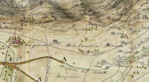 Mapa de la Huerta de Murcia, año 1721 (fragmento). Archivo de Simancas.